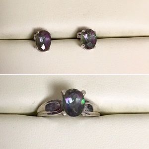 14k Wht Gold Ring (Carib. Light Topaz) & Earrings
